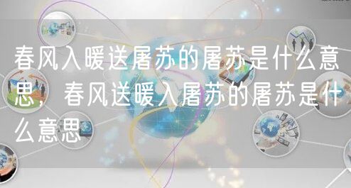 春风入暖送屠苏的屠苏是什么意思，春风送暖入屠苏的屠苏是什么意思