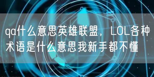 qa什么意思英雄联盟，LOL各种术语是什么意思我新手都不懂