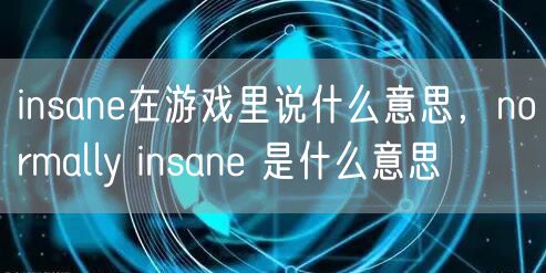 insane在游戏里说什么意思,normally insane 是什么意思