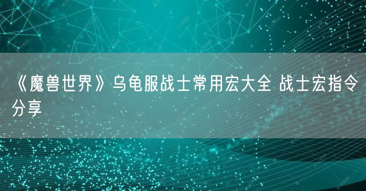 《魔兽世界》乌龟服战士常用宏大全 战士宏指令分享