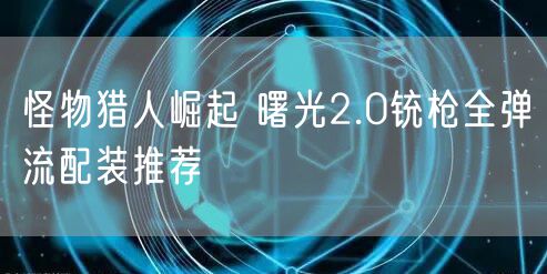 怪物猎人崛起 曙光2.0铳枪全弹流配装推荐