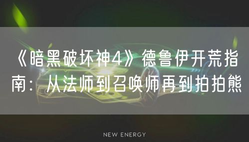 《暗黑破坏神4》德鲁伊开荒指南：从法师到召唤师再到拍拍熊