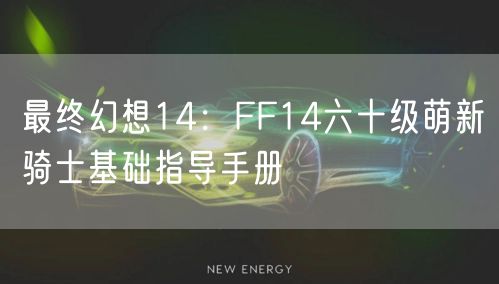 最终幻想14:FF14六十级萌新骑士基础指导手册