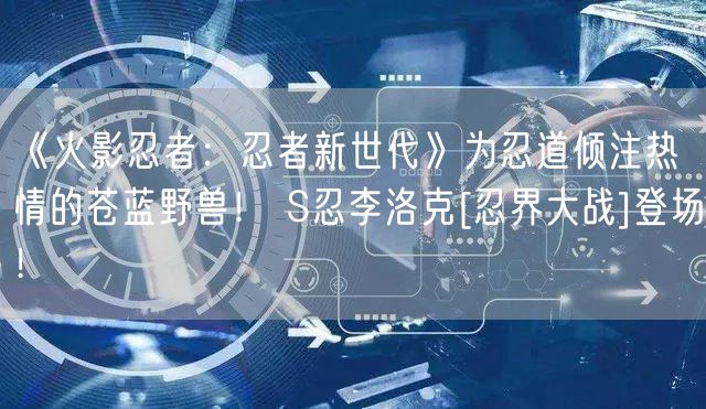 《火影忍者：忍者新世代》为忍道倾注热情的苍蓝野兽！ S忍李洛克[忍界大战]登场！