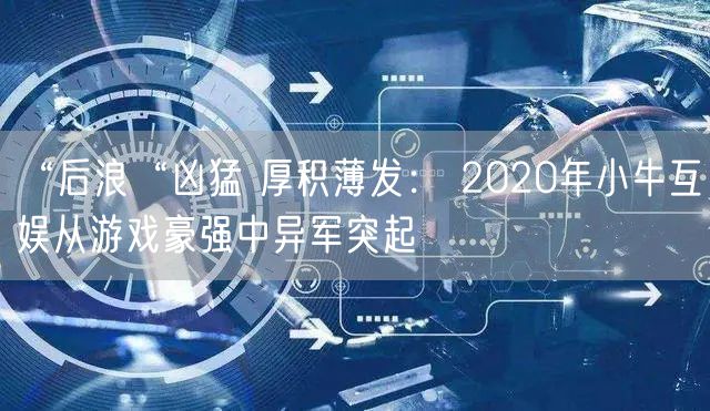“后浪“凶猛 厚积薄发: 2020年小牛互娱从游戏豪强中异军突起