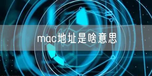 mac地址是啥意思