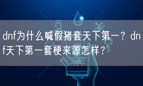 dnf为什么喊假猪套天下第一？dnf天下第一套梗来源怎样？