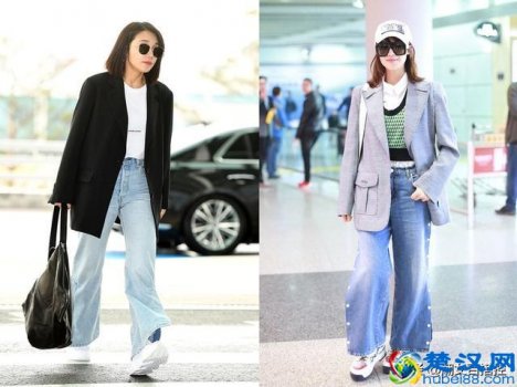 裤腿牛仔裤配什么上衣(女生牛仔阔腿裤搭配什么上衣最好)