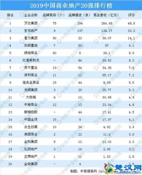 2019中国商业地产排名（商业地产10大品牌）