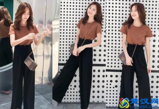  黑色胖裤子穿什么上衣（女生黑色阔腿裤如何搭配上衣）