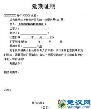  承兑汇票延期证明怎么写，被背书商业承兑汇票延期证明